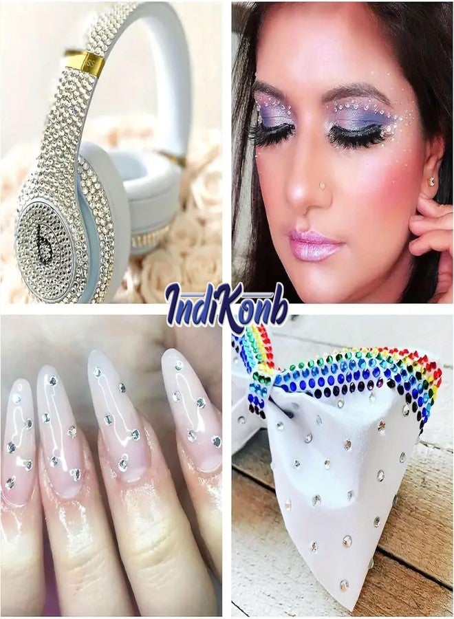 INDIKONB Round Resin Rhinestones for Craft, Embroidery, Jewellery Making | Sparkling Flat Stone Embellishments for DIY Projects (Silver 4MM) - Image 3